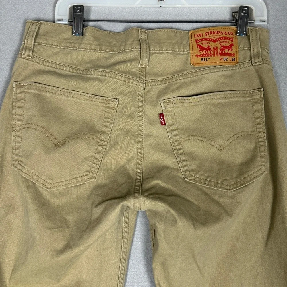 Levis 511 Jeans Mens 32X30 Tan Khaki Slim Fit Tapered Leg Stretch Denim 5-Pocket